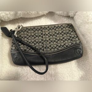 Coach Signature Black and Gray Wristlet